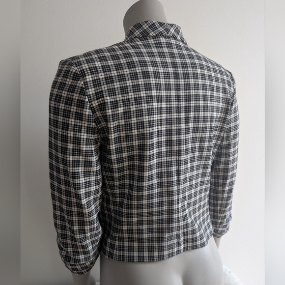 BABATON Black and White Plaid Blazer with Notched Lapel - Picture 5 of 13